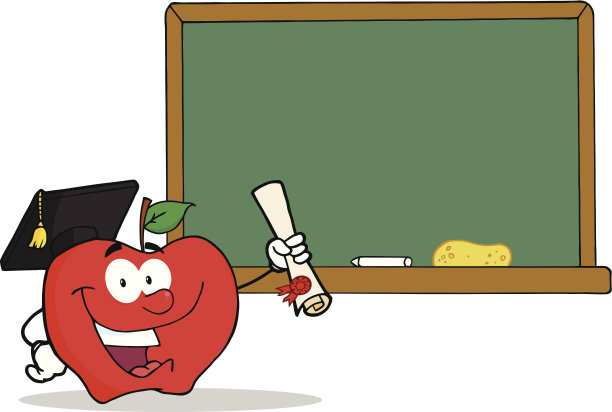拿着文凭和黑板的快乐苹果图片下载