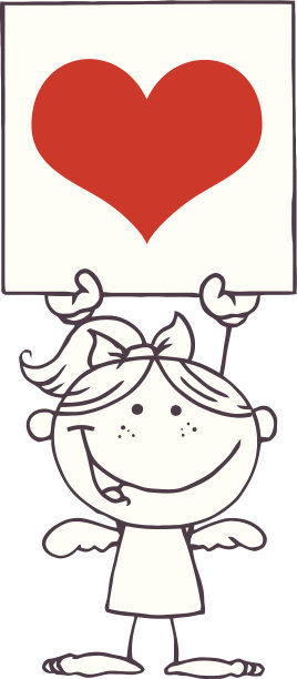 黑色和白色的丘比特女孩举着一个标志图片下载