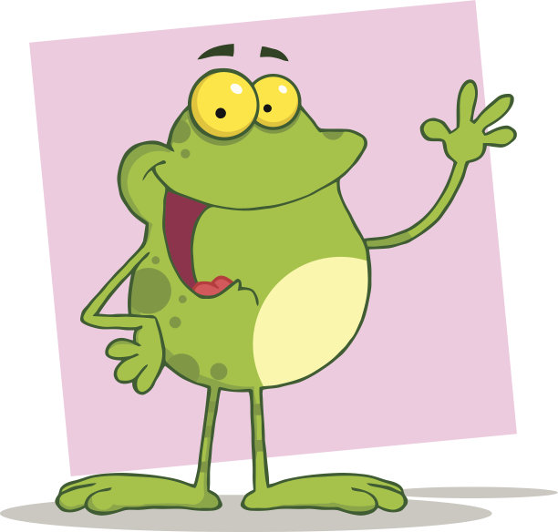 快乐青蛙挥手问候与背景图片下载