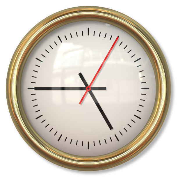 经典的简单钟面与箭头在白色背景图片下载