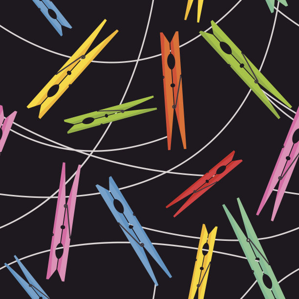 矢量衣钉和绳子-无缝模式图片下载