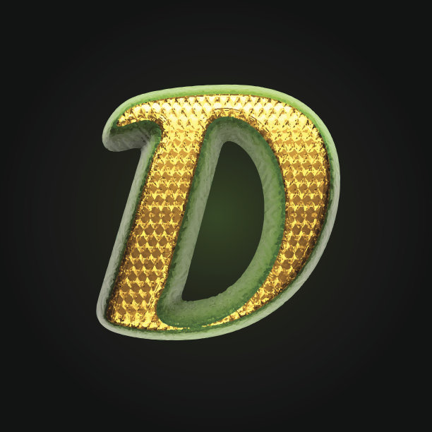 向量金色和绿色字母d图片下载