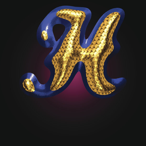 向量金色和蓝色字母h图片下载