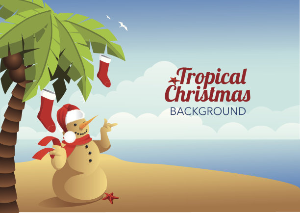 热带圣诞模板。图片下载