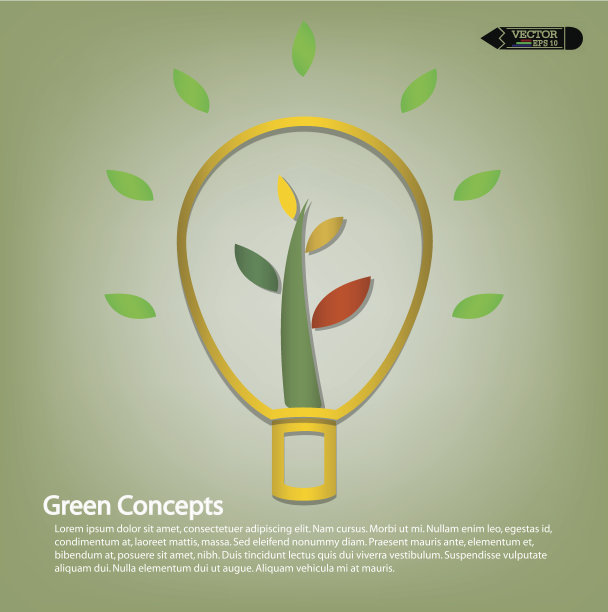 树和灯泡标志。图片下载