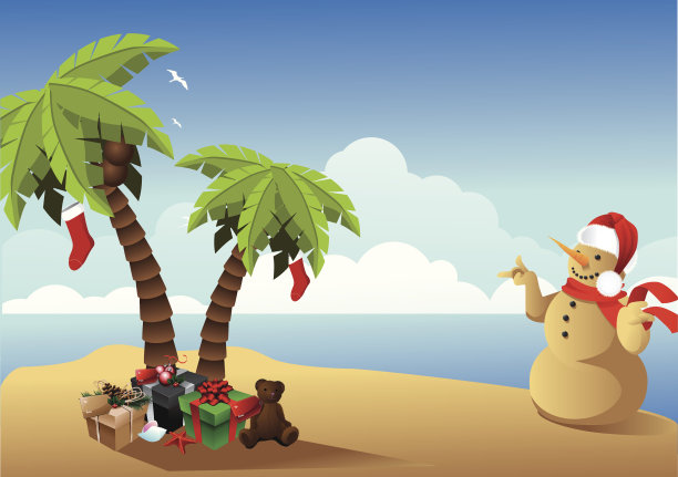 热带圣诞背景。素材图片