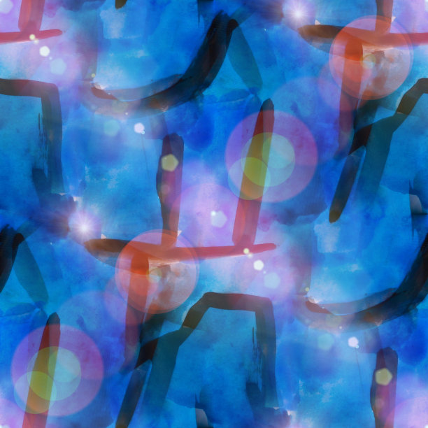 太阳眩光垃圾纹理，水彩蓝色无缝背景，v图片下载