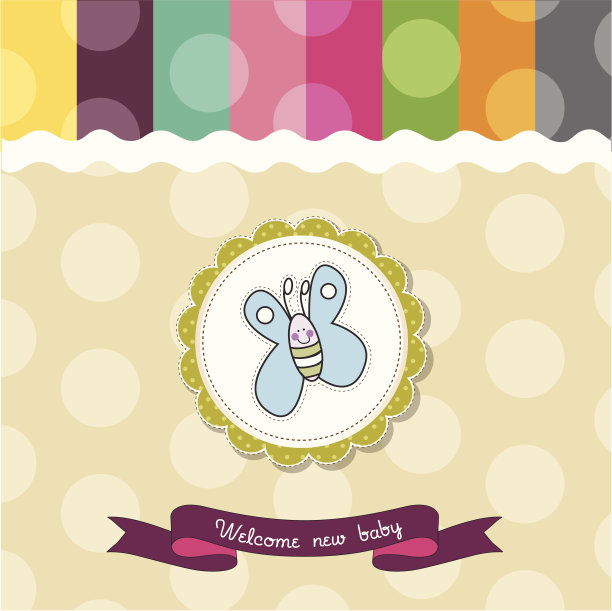 可爱的蝴蝶宝宝沐浴卡图片下载