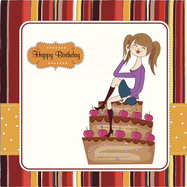 性感的年轻女人坐在一个大蛋糕上图片下载