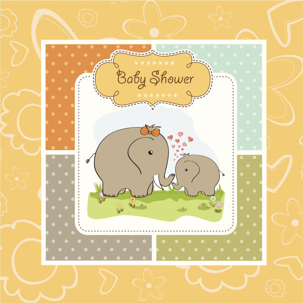 大象和他妈妈的婴儿送礼卡片图片下载