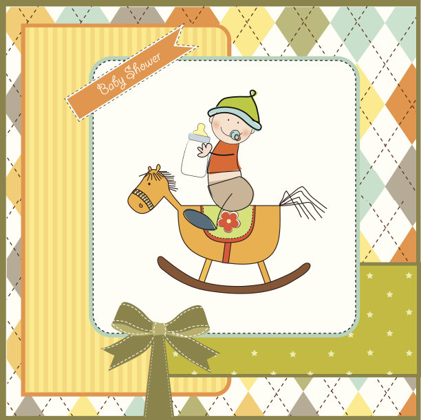 小男孩淋浴和木马玩具图片下载