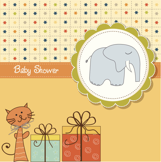 有趣的卡通婴儿送礼卡图片下载