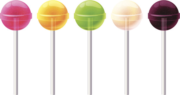 一套光滑的圆形彩色棒棒糖。图片下载