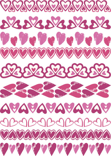 一套花边纸与心图片下载