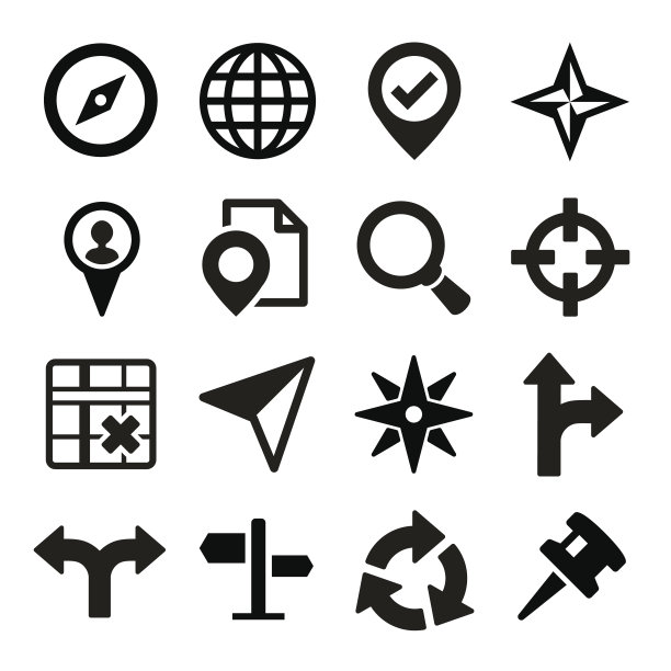 地图，GPS和导航图标设置。图片下载