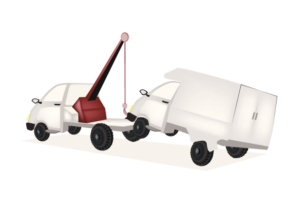 事故后的拖车拖着一辆汽车图片下载