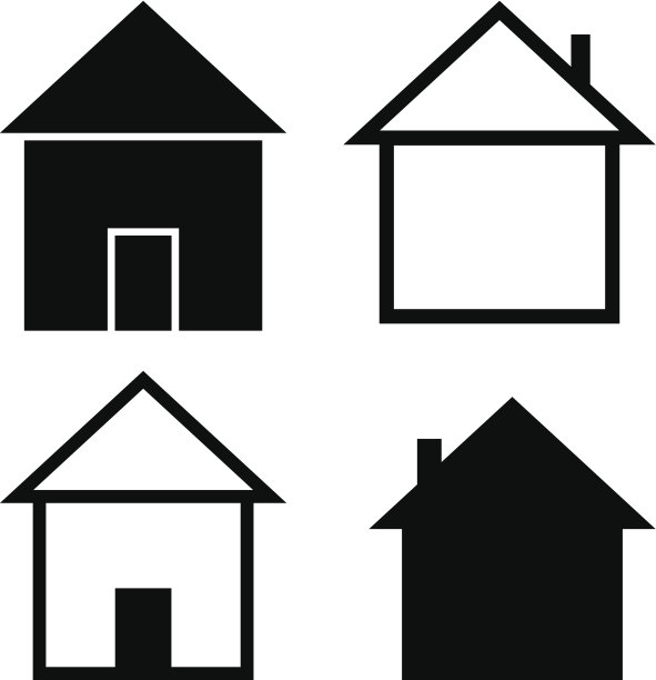 一组剪影的房子图片下载
