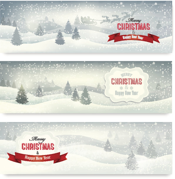 三幅圣诞景观横幅图片下载