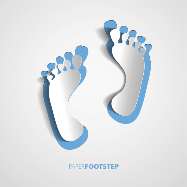 在白向量上分离的两个纸足迹图片下载