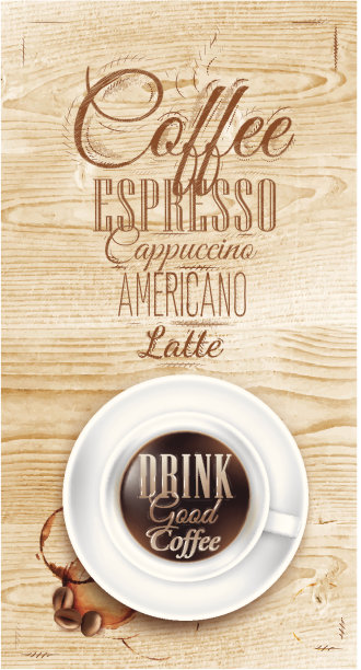 海报咖啡阁楼木颜色。菜单。图片下载