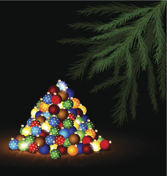 圣诞球和树枝图片下载