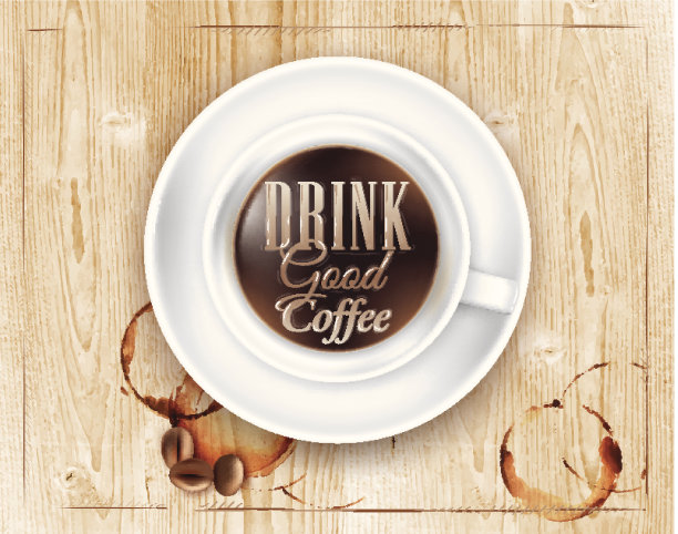 海报咖啡阁楼木颜色与一个杯子图片下载