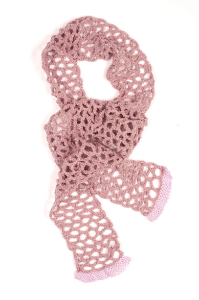 粉色棉钩针围巾图片下载