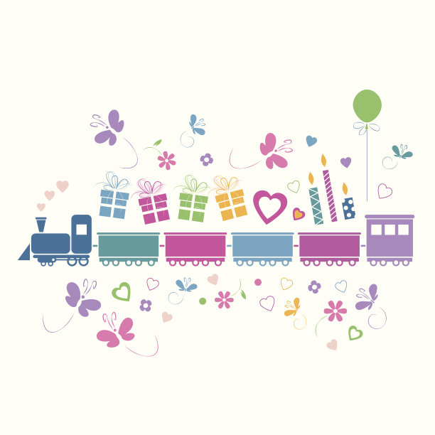 生日快乐火车贺卡图片下载