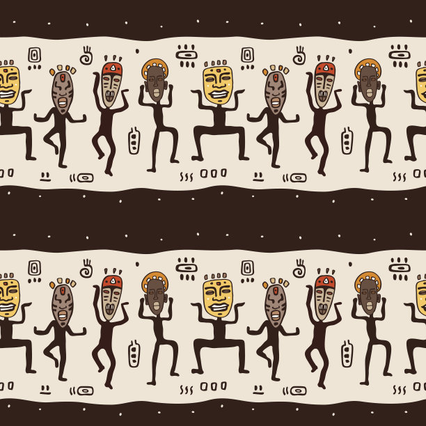 戴着非洲面具的舞蹈人物。图片下载