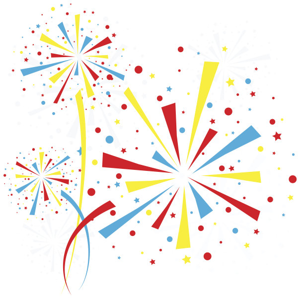 白色背景上的三色烟花图片下载