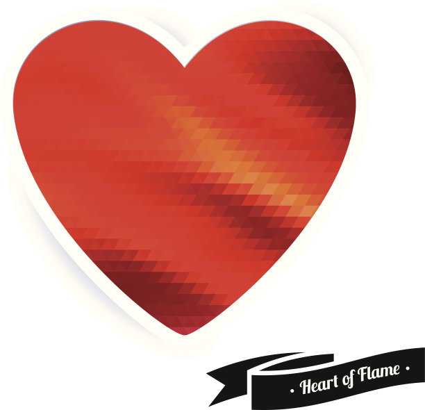 在上雕琢平面的心。红色的马赛克。图片下载