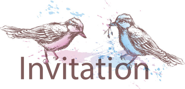 贺卡与鸟类手绘图片下载