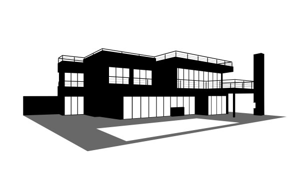 带有游泳池剪影的当代住宅图片下载