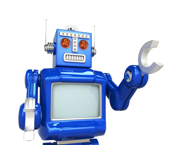 白色背景上的复古机器人图片下载