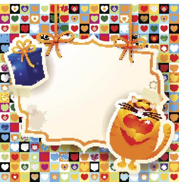 甜蜜的猫和礼物，定制背景图片下载