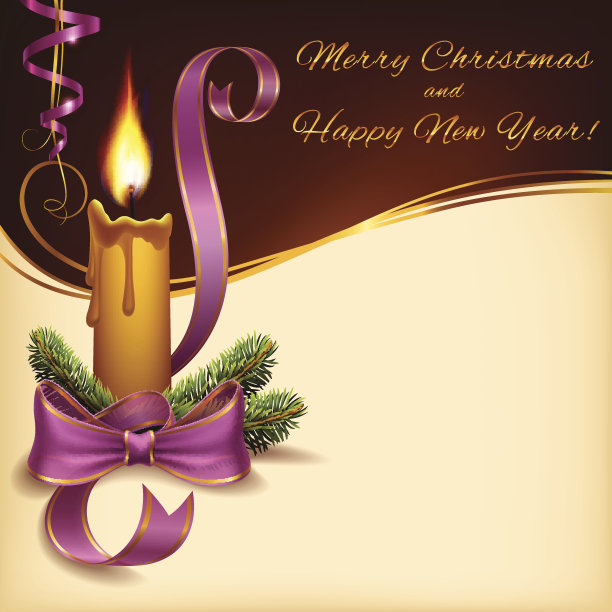 圣诞点燃的蜡烛水平格式图片下载