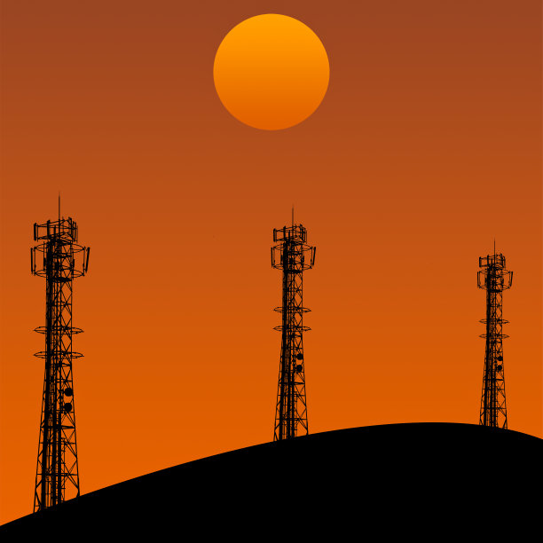 日落日电信塔图片下载