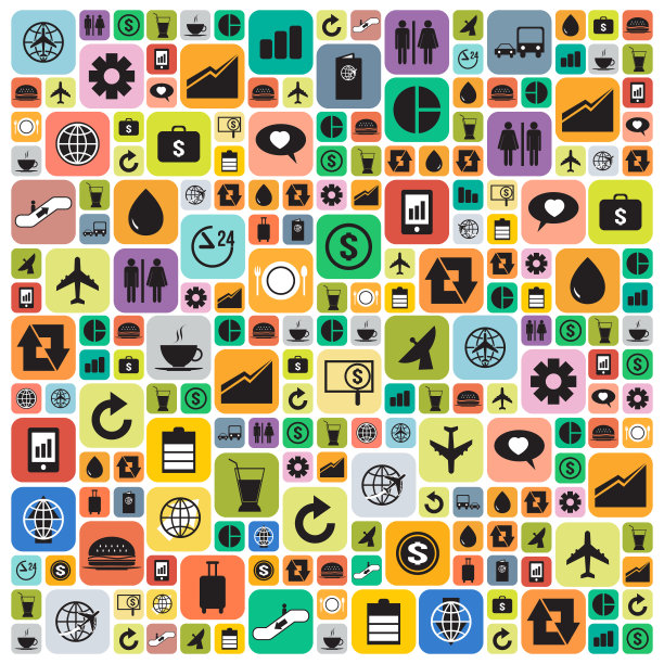 商业和社交媒体图标信息图墙纸图片下载