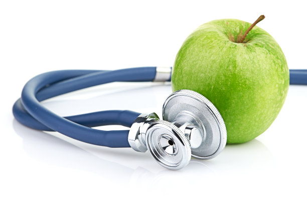 听诊器与苹果分离，呈白色图片下载