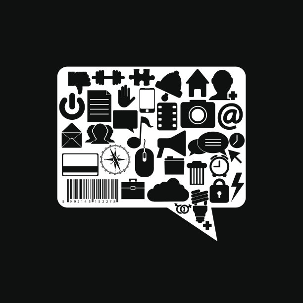 矢量气泡语音图标上的黑色背景。图片下载