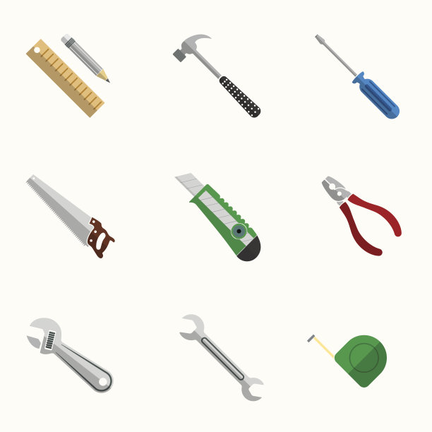 工具平面矢量图标集图片下载