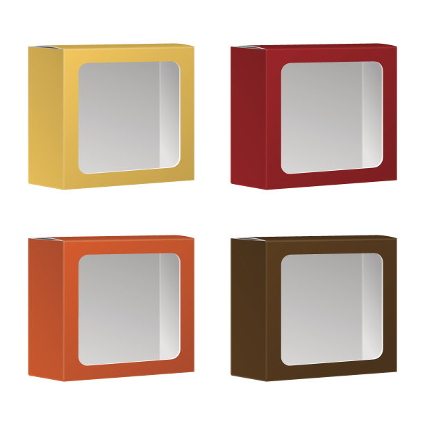 带窗的空白产品包装盒。集。向量,孤立图片下载