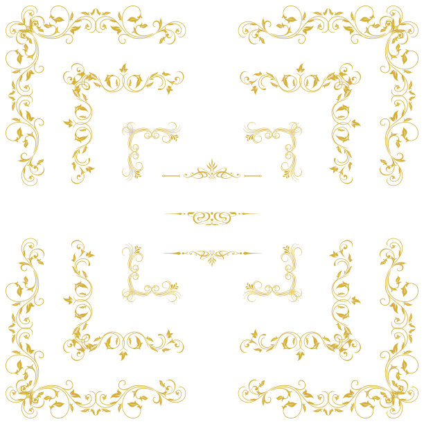 向量集装饰花卉元素，角落，边界，框架图片下载