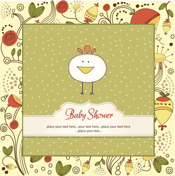 有鸡的新生儿通告卡图片下载