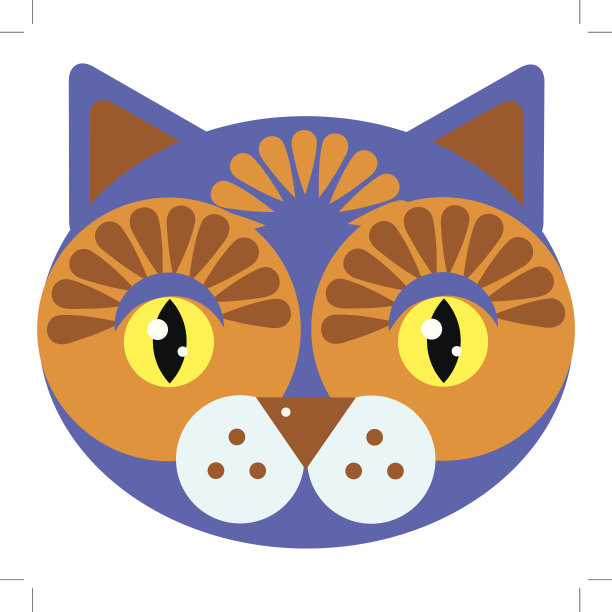 可爱的卡通口吻猫在一个白色的背景。图片下载