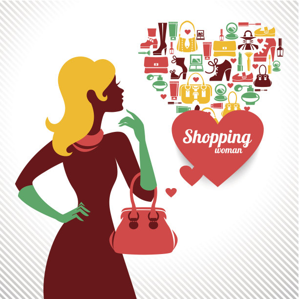 购物的女性剪影图片下载