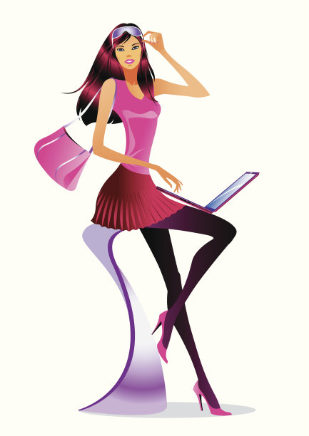 商务女性手提电脑图片下载