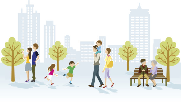 城市公园里的人们素材图片