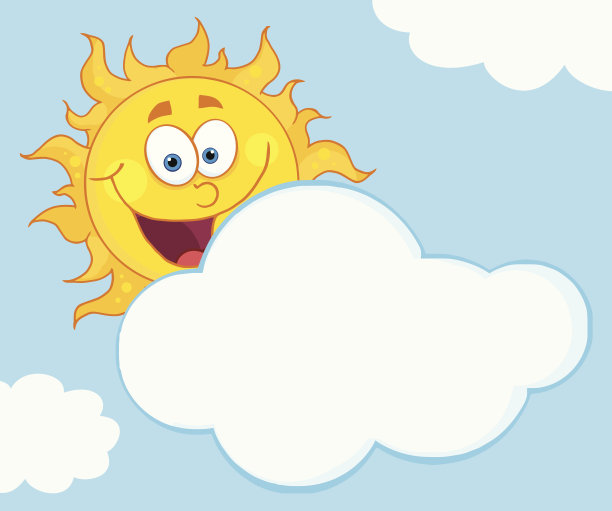 快乐的太阳藏在有背景的云后面图片下载