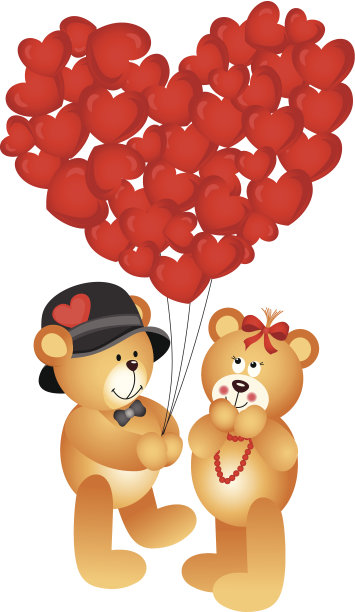 心形气球泰迪熊夫妇图片下载